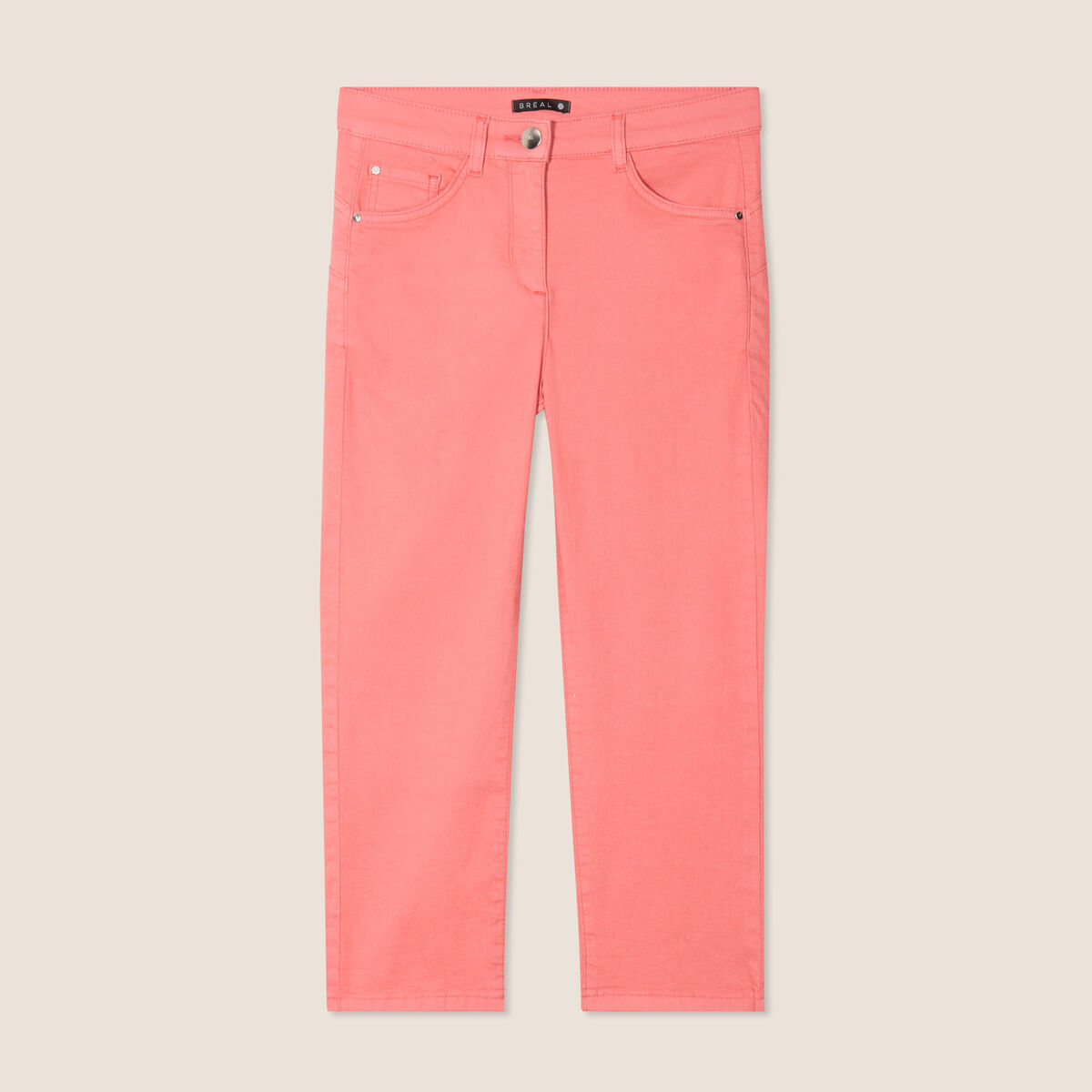 Pantacourt droit taille standard rose vif femme