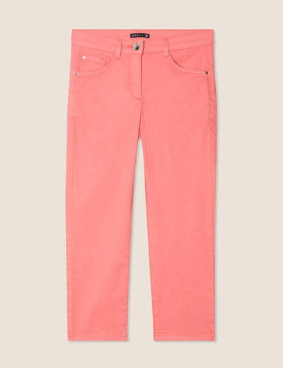 Pantacourt droit taille standard rose vif femme