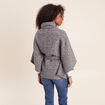 Poncho ceintur&eacute; gris clair femme