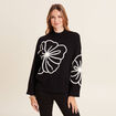 Pull manches longues noir femme