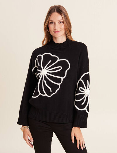 Pull manches longues noir femme