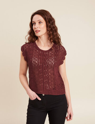 Débardeur macramé bordeaux femme