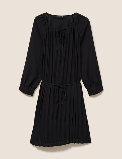 Robe Hiver Noire BRÉAL Taille 42 - Midi, Manches Courtes, Laine Mélangée, Occasion Très Bon État