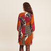 Robe évasée fluide manches 3/4 multicolore femme