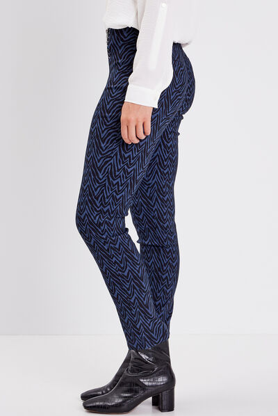Tregging avec détails zippés bleu femme