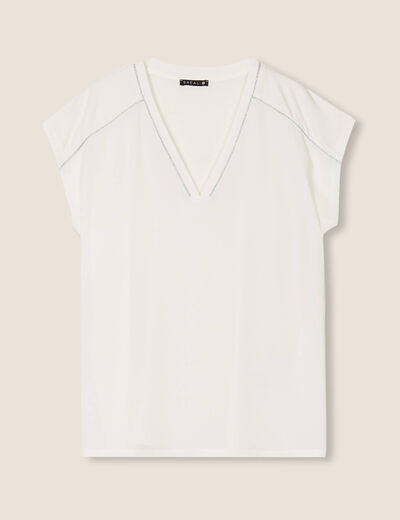 T-shirt manches courtes ecru femme