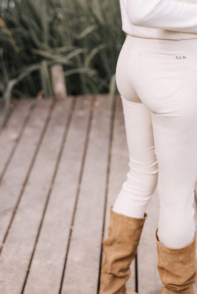 Pantalon léger taille standard 7/8ème ivoire femme