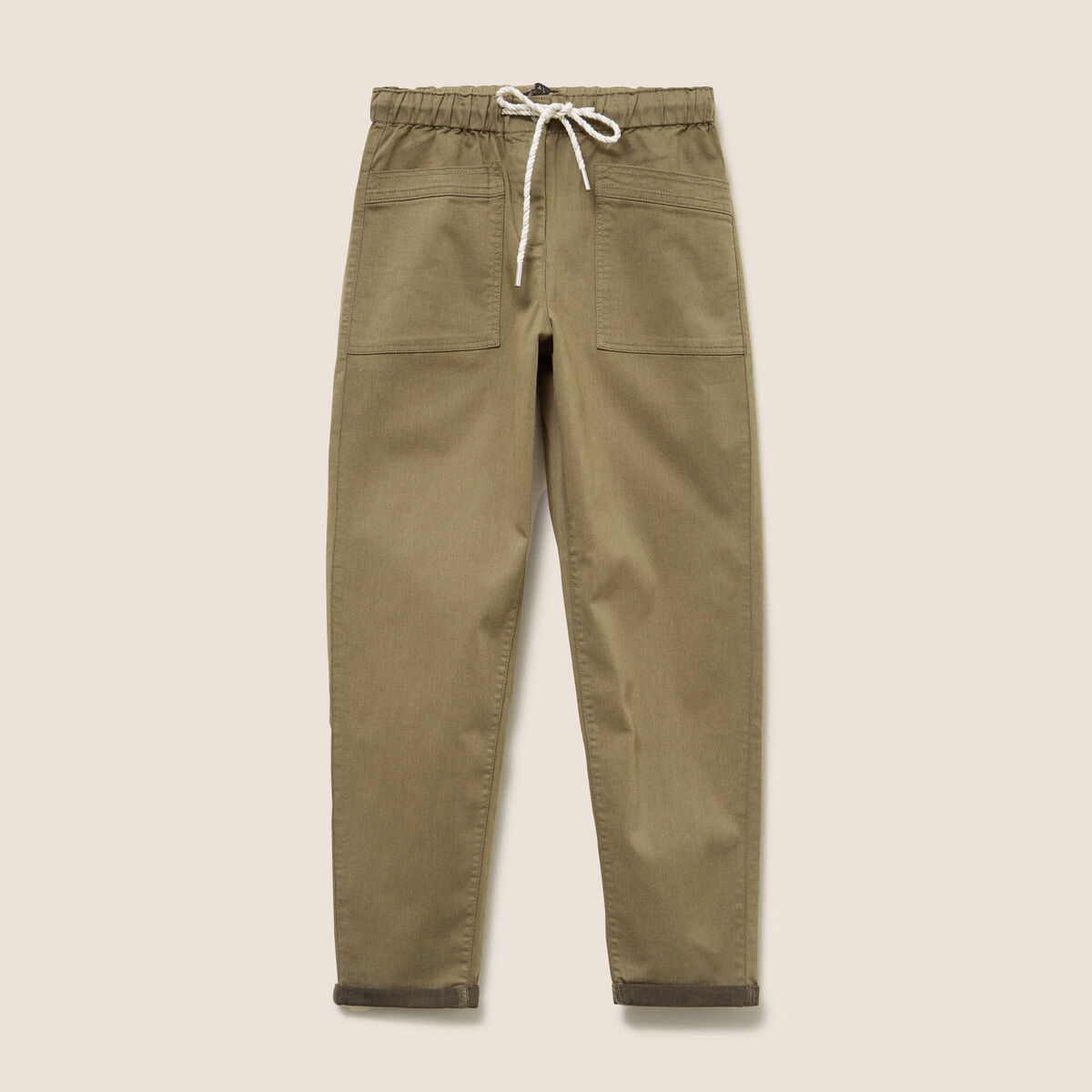 Pantalon coupe mom 7/8&egrave;me vert kaki femme