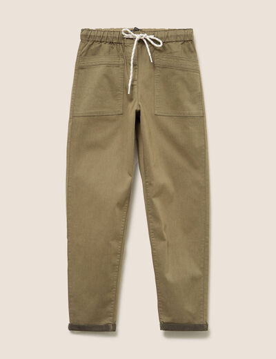 Pantalon coupe mom 7/8&egrave;me vert kaki femme
