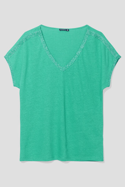 T-shirt manches courtes vert femme