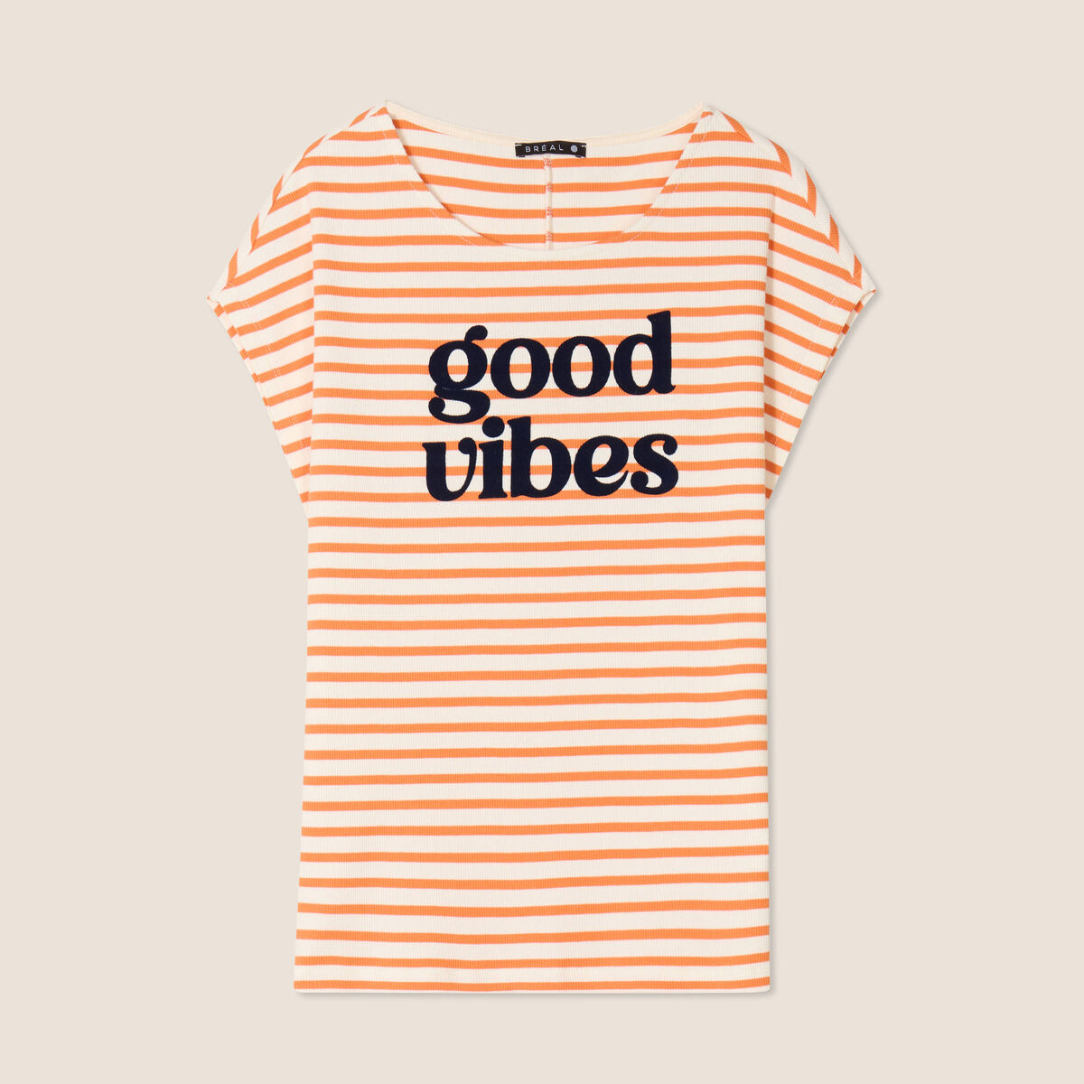 T-shirt manches courtes orange abricot femme