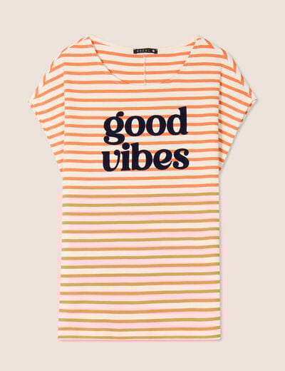 T-shirt manches courtes orange abricot femme