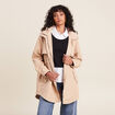 Parka d&eacute;perlante cintr&eacute;e &agrave; capuche beige femme