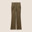 Pantalon bootcut enduit taille haute vert kaki femme