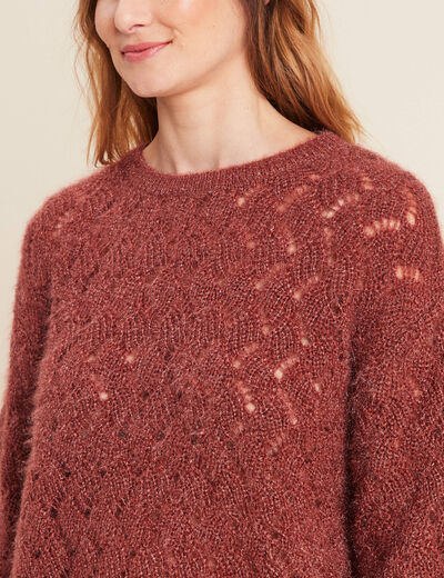 Pull manches longues ajouré couleur cuivre femme