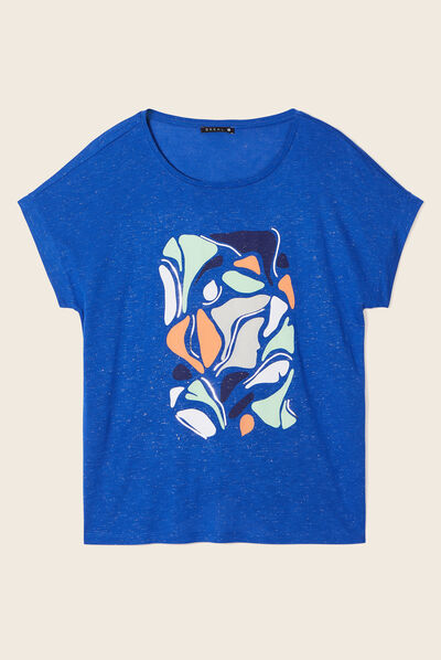 T-shirt manches courtes bleu electrique femme