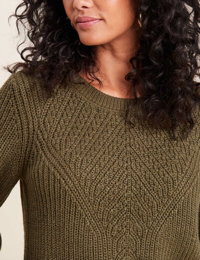Pull manches longues vert kaki femme