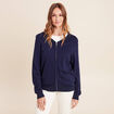 Gilet droit mi-long manches longues bleu marine femme