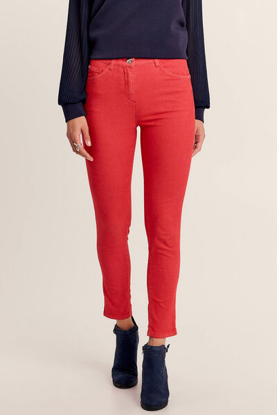 Pantalon léger taille standard 7/8ème rouge femme