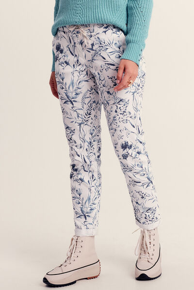 Pantalon ajusté denim blanc femme