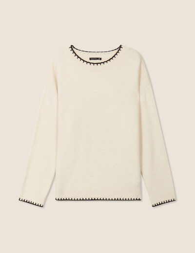 Pull manches longues ecru femme