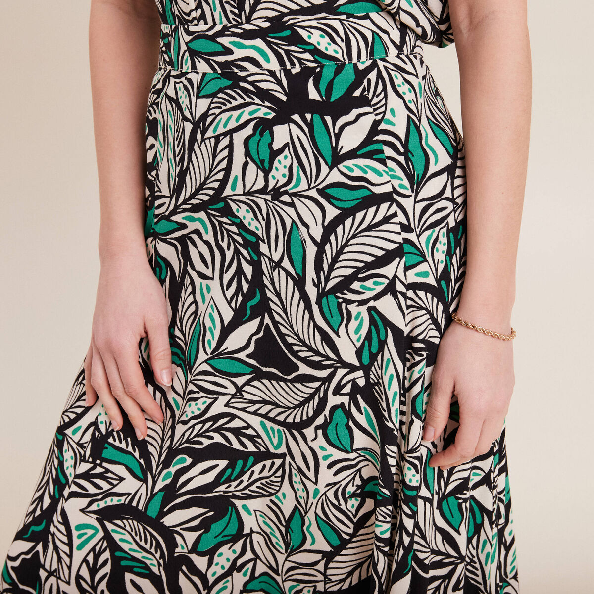 Jupe longue &eacute;vas&eacute;e vert femme