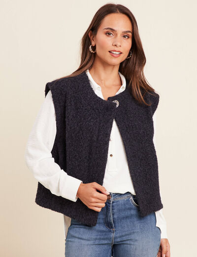 Gilet ample sans manches bleu foncé femme