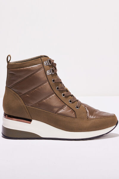 Baskets montantes compensées vert kaki femme