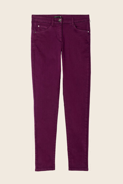 Pantalon léger taille standard 7/8ème violet foncé femme