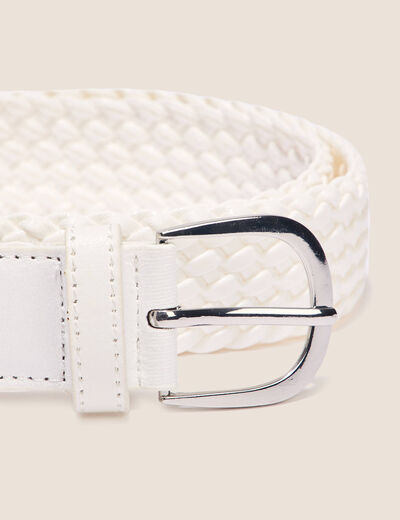 Ceinture tressée métalissée ecru femme