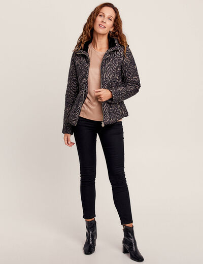 Doudoune déperlante droite zippée noir femme