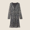 Robe zébrée à sequins évasée noir femme