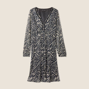 Robe zébrée à sequins évasée noir femme