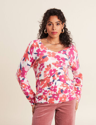 Pull manches longues blanc femme