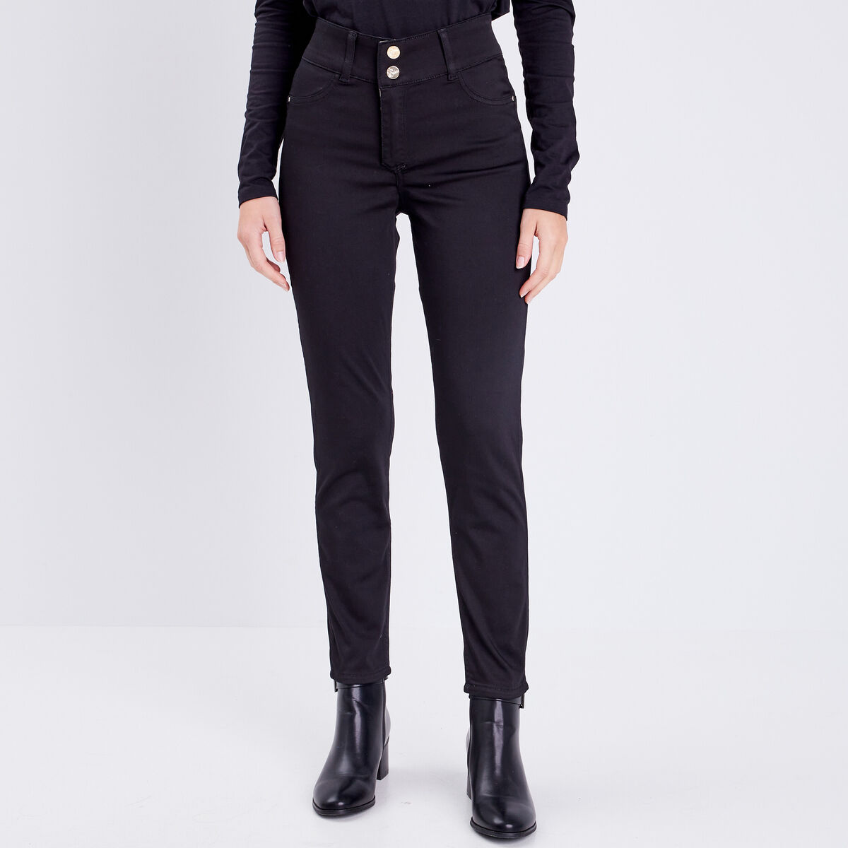 Pantalon ajusté réversible noir femme