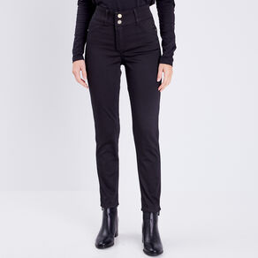 Pantalon ajusté réversible noir femme