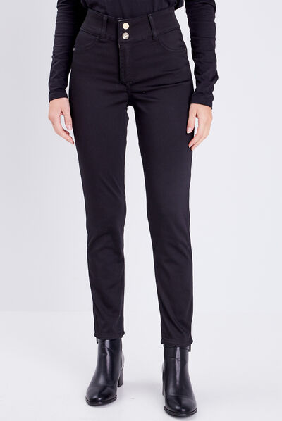 Pantalon ajusté réversible noir femme