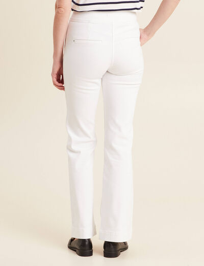 Pantalon coupe bootcut &agrave; pont blanc femme