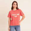 T-shirt col rond manches courtes rose femme