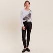 Pantalon ajusté enduit denim noir femme
