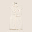 Robe droite courte col chemise beige femme