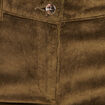 Pantalon taille haute en velours vert kaki femme