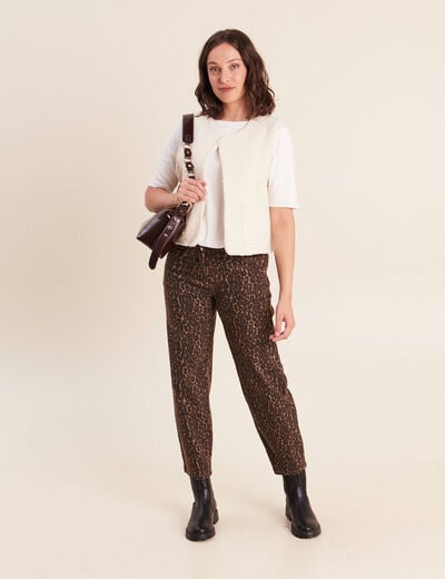 Pantalon magique Le L&eacute;ger coupe barrel marron cognac femme