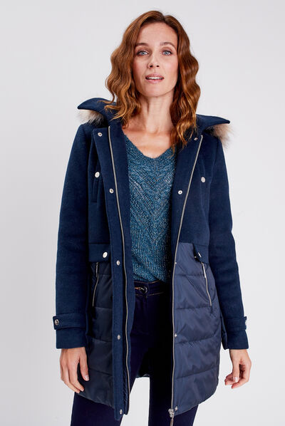 Doudoune longue bleu foncé femme