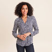 Chemise cintr&eacute;e manches longues bleu femme