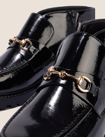 Mocassins montants vernis noir femme