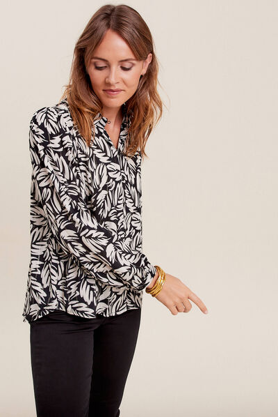 Chemise manches longues noir femme