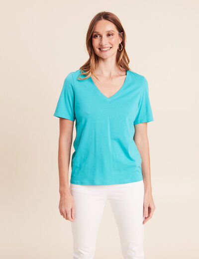 T-shirt manches courtes vert turquoise femme