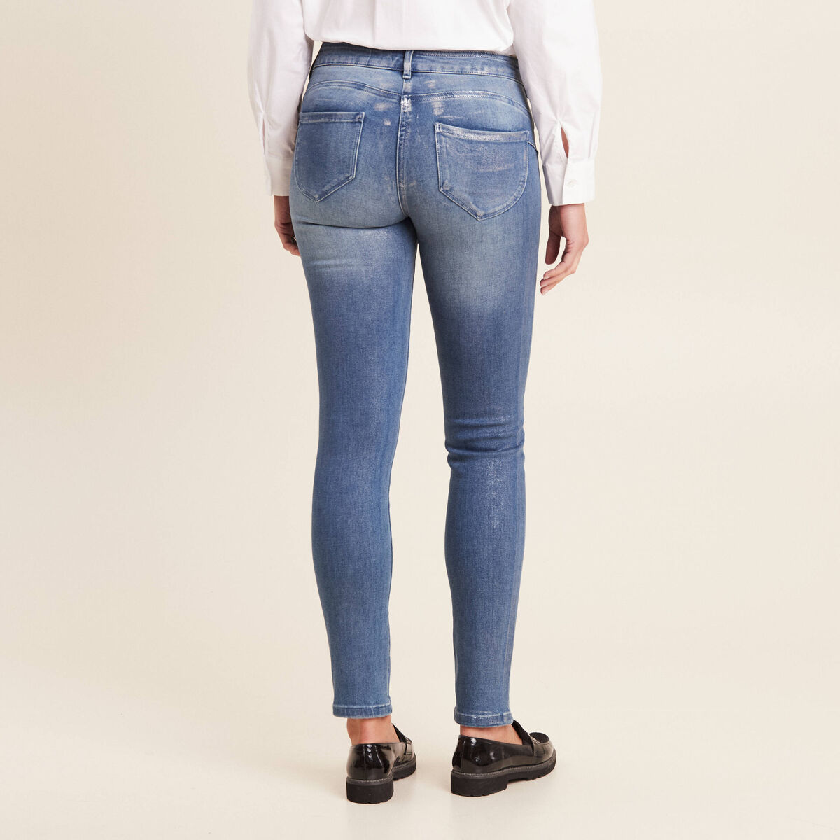 Jean ajust&eacute; taille basse denim stone femme