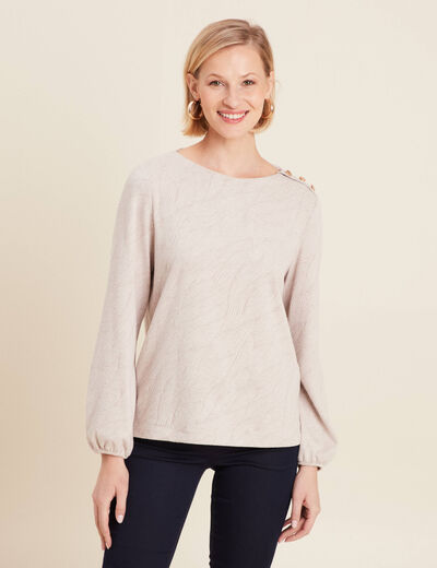 T-shirt manches longues beige femme